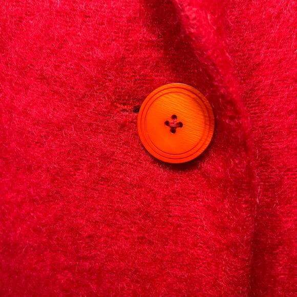 Samuel Martin Coat VTG 80s True Red Flag Line Fuzzy Wool Button Maxi Dressy S - Picture 3 of 8